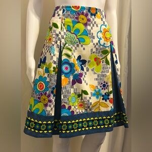 Star G Designs M Retro Rainbow Floral Polka Dot Pleated Skirt Boho Hippie Retro